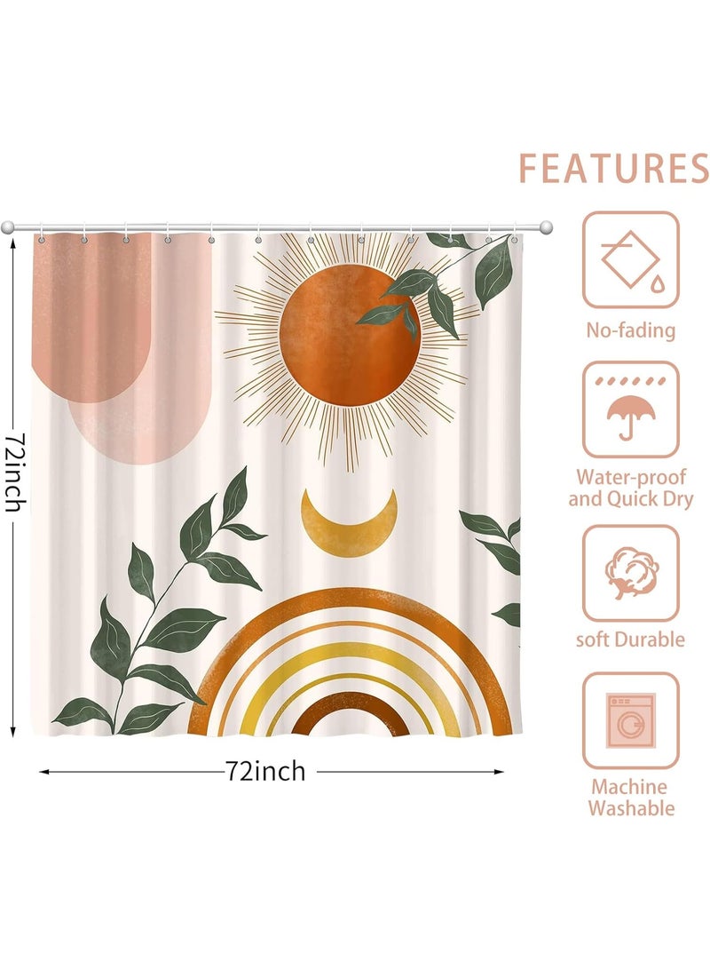 هومستر الشمس قمر دش ستارة للحمام، 180 * 180CM آلة غسيل مقاومة للماء نسيج ستارة للمنزل، الحمام، ديكور الفندق، ستارة دش الزهور مع خطائف - Image 2